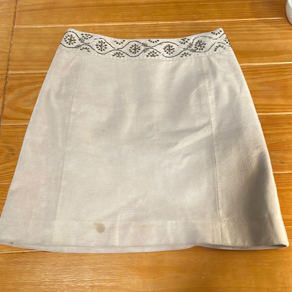 Worth 100% leather skirt with beaded embellishment